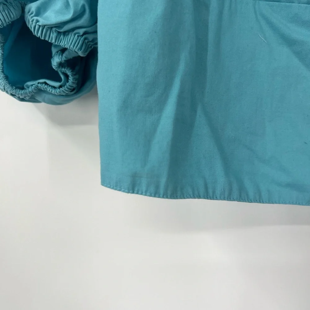 Abercrombie & Fitch Blue Puff Sleeve Crop Top